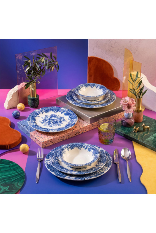 Service de table (24 pièces) - Blanc Bleu