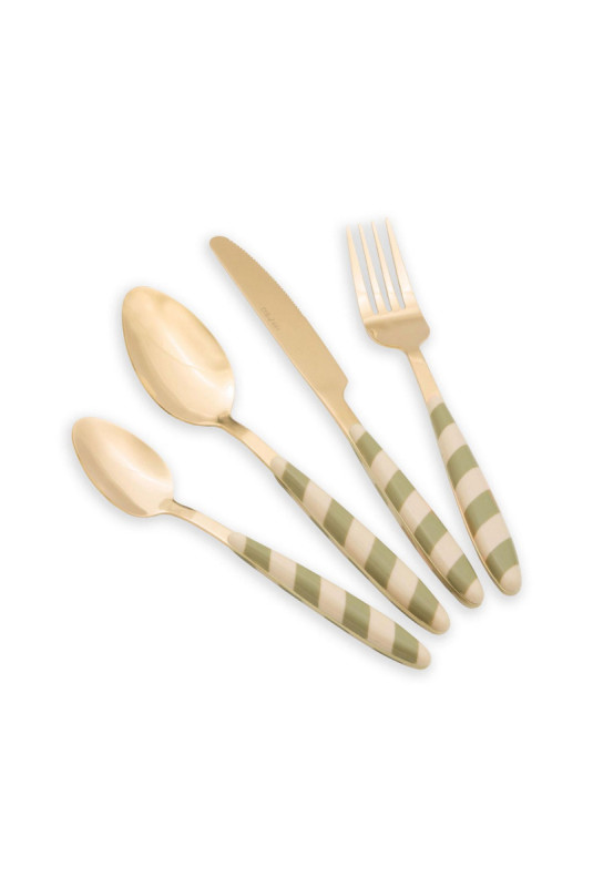 Ensemble de couverts (24 pièces) - Vert doré