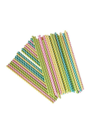 Pailles rayées multicolores 20 cm (Lot de 50)