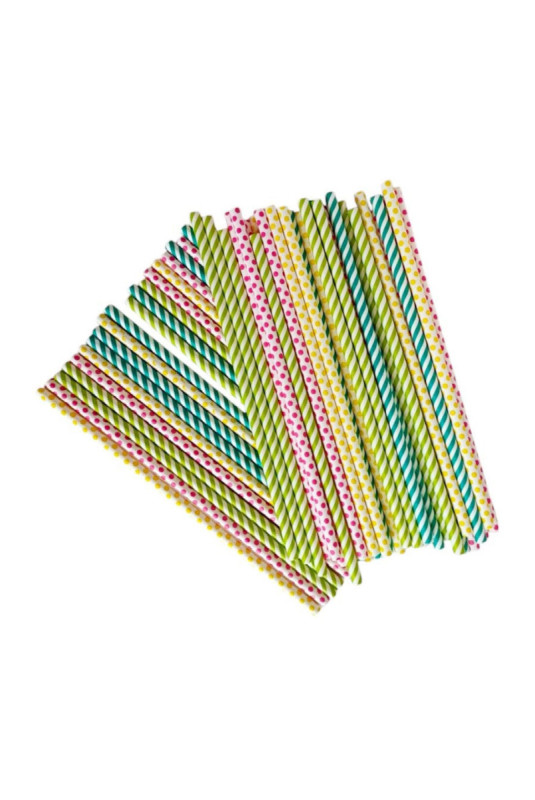 Pailles rayées multicolores 20 cm (Lot de 50)