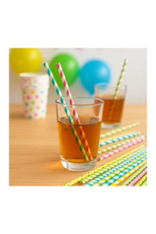 Pailles rayées multicolores 20 cm (Lot de 50)