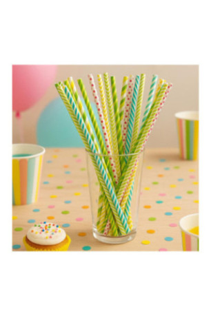Pailles rayées multicolores 20 cm (Lot de 50)
