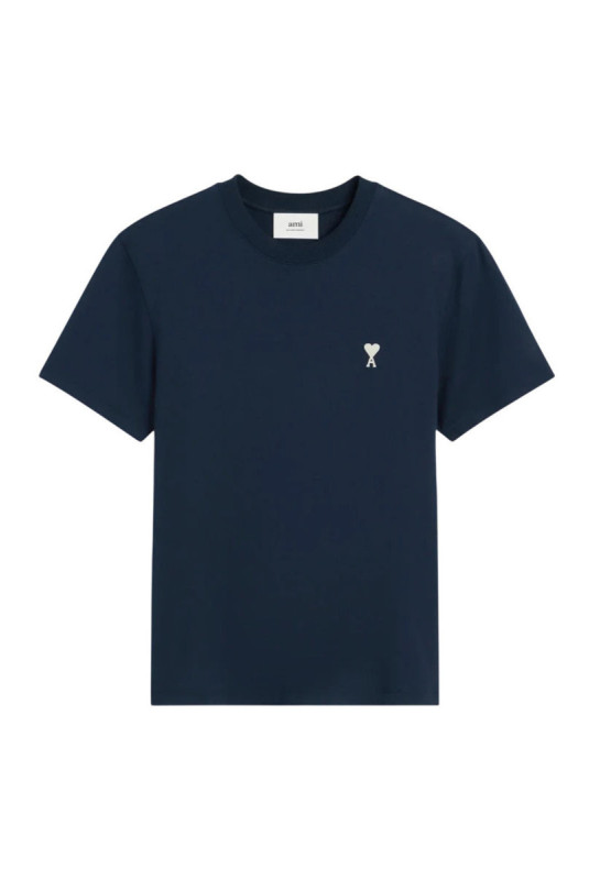 T-shirt Bleu Marine Ami de Coeur Blanc en Coton