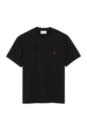 T-shirt Noir Ami de Coeur Rouge en Coton