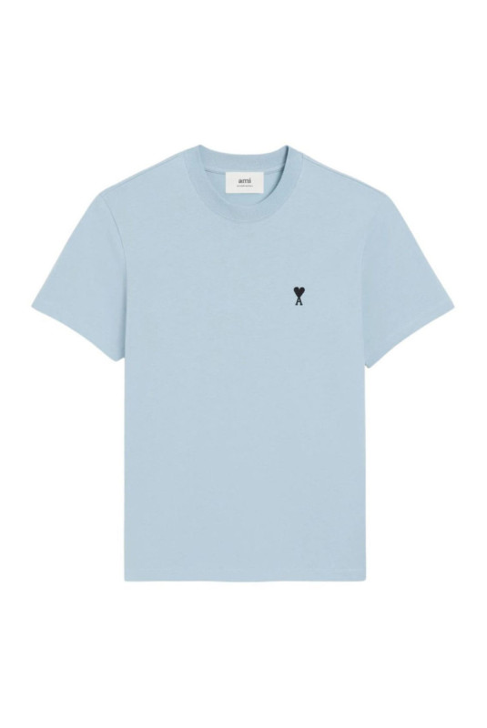 T-shirt Bleu Ciel Ami De Coeur Noir en Coton