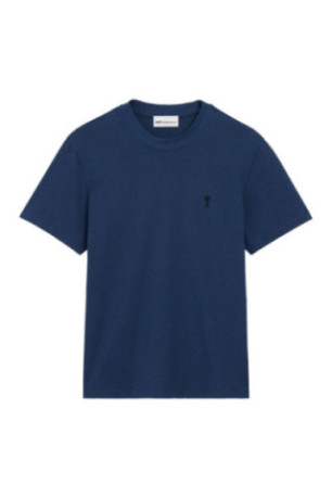 T-shirt Bleu Marine Ami de Coeur Noir en Coton