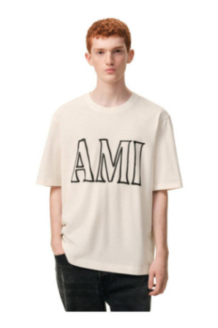 T-shirt Ami Imprimé Crème En Coton