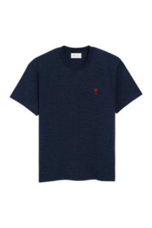 T-shirt Bleu Marine Ami de Coeur Rouge en Coton