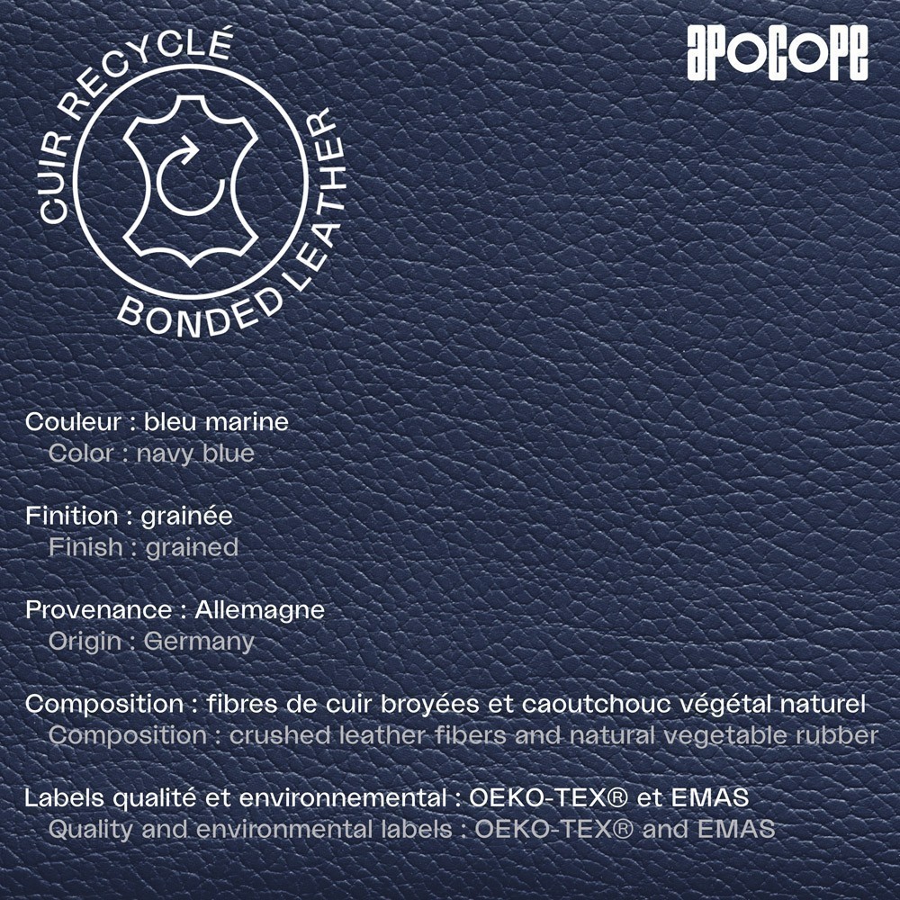 Portefeuille Horizontal En Cuir Recyclé - Bleu - APOCOPE - Léo - APO-PFH-RBL