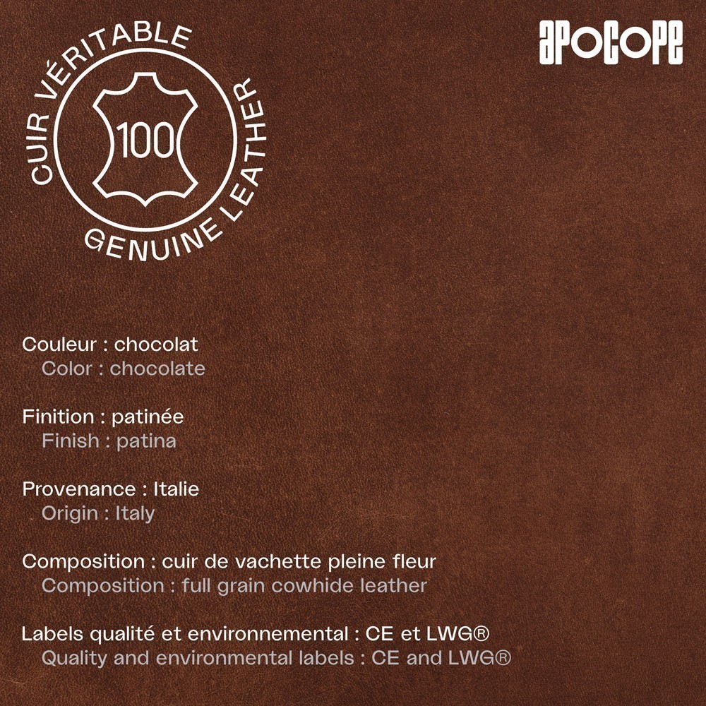 Portefeuille Horizontal En Cuir Patiné - Chocolat - APOCOPE - Léo - APO-PFH-VCH
