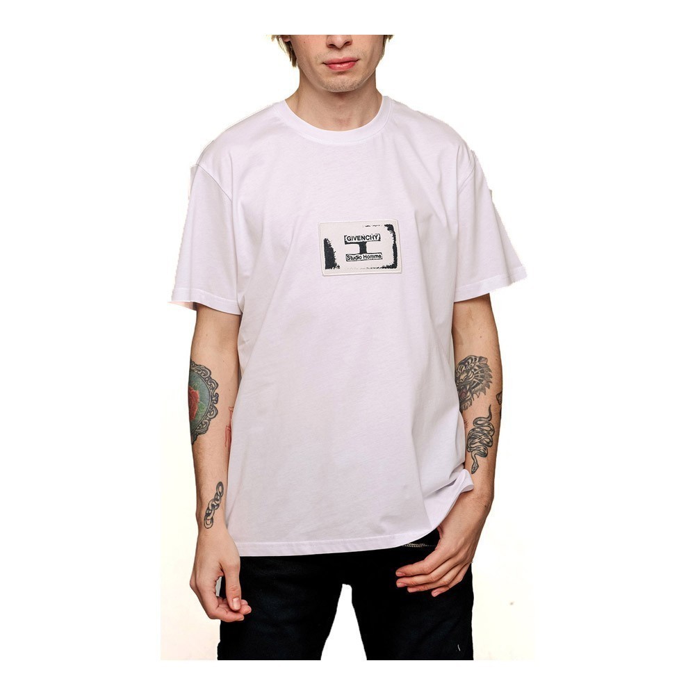 Tee shirt coton à logo patché - GIVENCHY - BM70UQ3002__WHITE