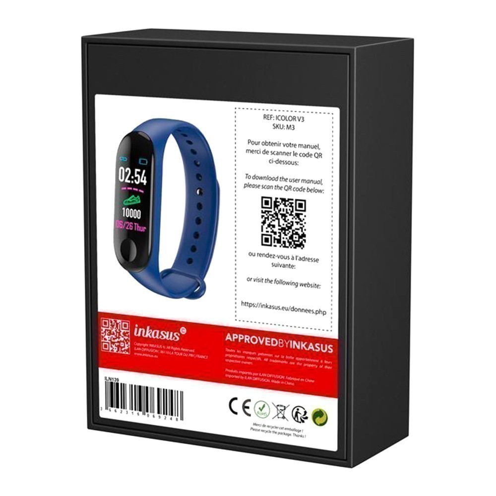 Bracelet connecté - Edition iColor V3 - Bleu - INKASUS - ILN139