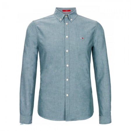 Chemise - TOMMY JEANS - TJM Slim Cotton Stretch Oxford - Coral Green