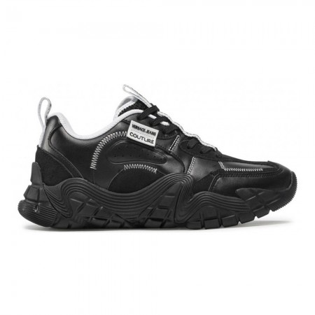 Sneakers Basses En Cuir - VERSACE JEANS - 899 Black - 72YA3SH5 ZP085
