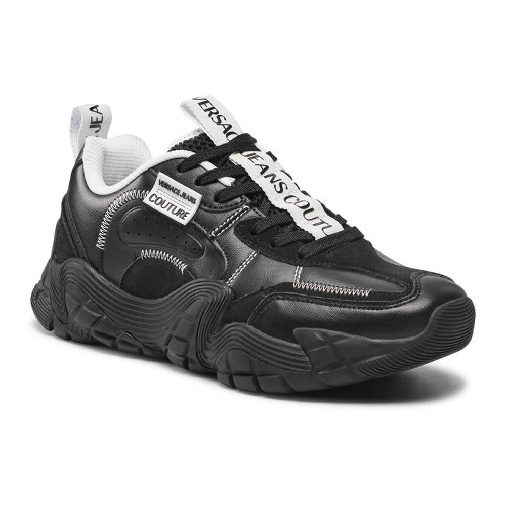Sneakers Basses En Cuir - VERSACE JEANS - 899 Black - 72YA3SH5 ZP085