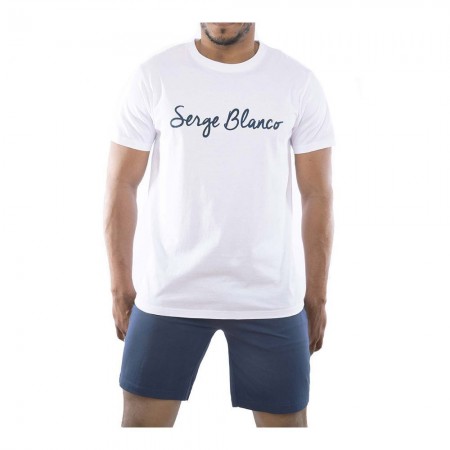 Ensemble homme Pyjama court T-shirt col rond bicolore - SERGE BLANCO - Blanc - SER_1_ENC_SEB_WNV
