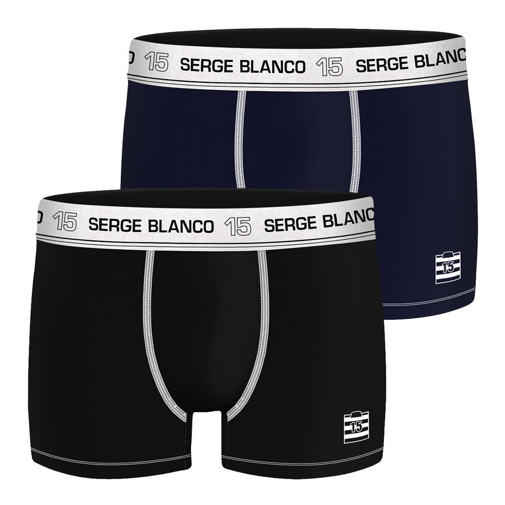 Lot de 2 Boxers coton homme avec surpiqûres Class - SERGE BLANCO - Noir / Bleu - SER_1BCX2_CL1_BM