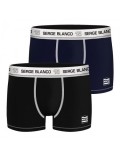 Lot de 2 Boxers coton homme avec surpiqûres Class - SERGE BLANCO - Noir / Bleu - SER_1BCX2_CL1_BM