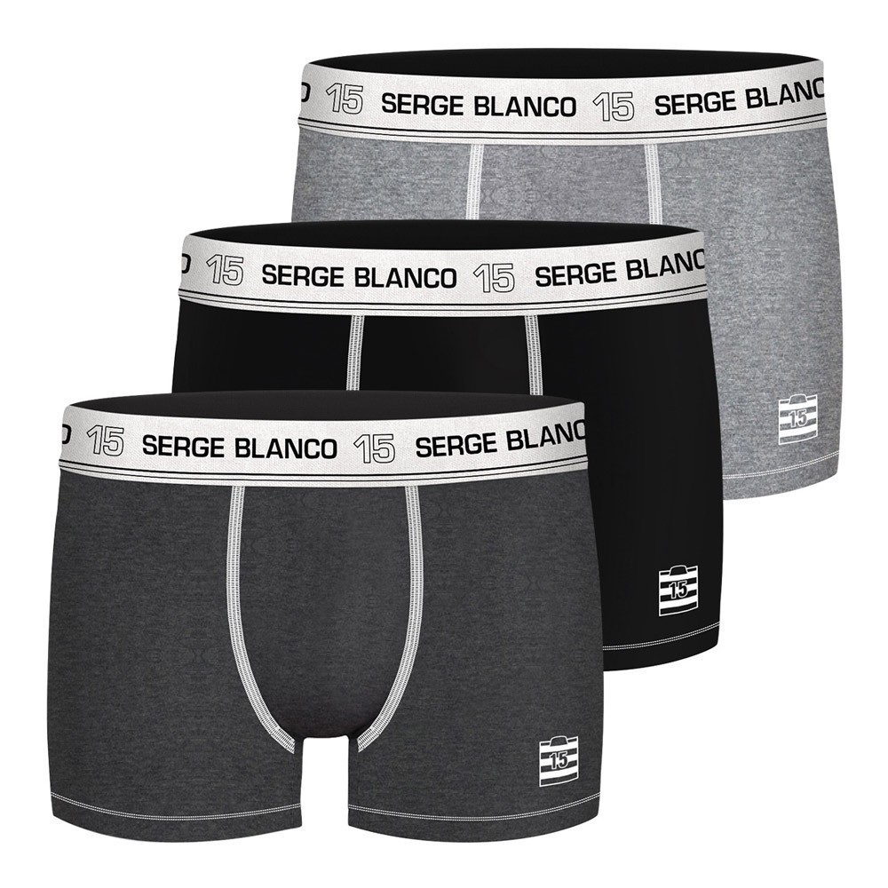 Lot de 3 Boxers coton homme Class' - SERGE BLANCO - Noir / Gris / Gris Foncé - SER_1BCX3_CLASS_NG