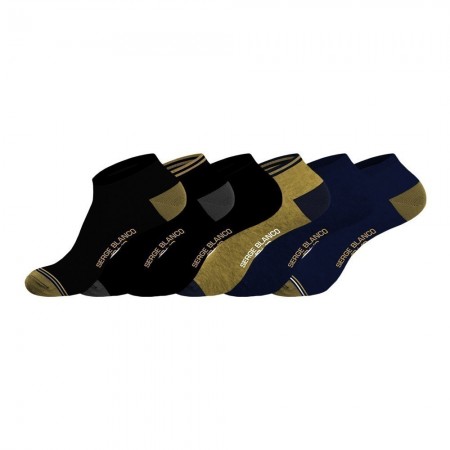 Lot de 6 Paires de Chaussettes Socquettes coton homme - SERGE BLANCO - Bleu / Jaune / Noir - SER_CHTC_1_PK6_ON