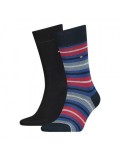 Lot de 2 paires de chaussettes - TOMMY HILFIGER - Birdeye Stripe - Navy / Red