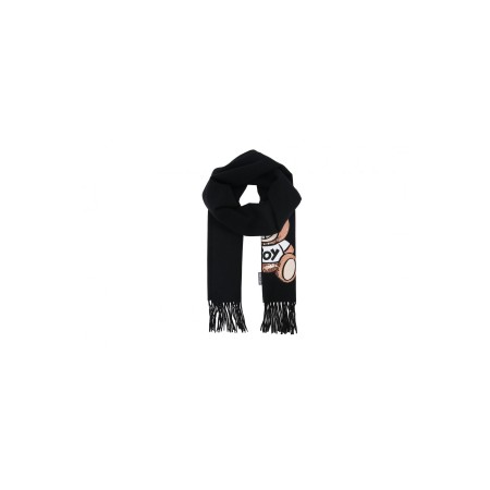 Écharpe à gros logo en laine mérinos Moschino BLACK 30663 M2328