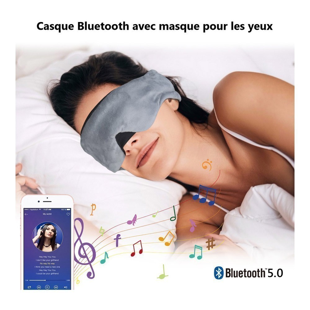 Masque De Sommeil Avec Casque Bluetooth Integree - Gris - HOM_005 - Homme  Prive