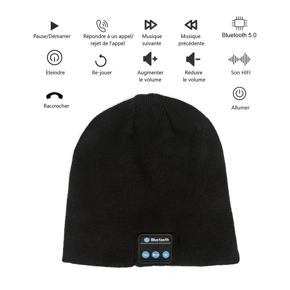 Bonnet Bluetooth 3.0 - taille unique - noir - Brico Privé