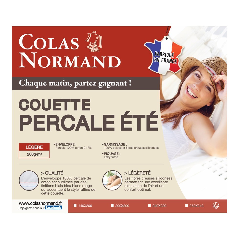 Couette 4 Saisons Percale de coton ( double couette) - 200x200 - Colas  Normand - Homme Prive