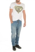 Tee shirt "superman" 1454 Goldenim paris BLANC 1454
