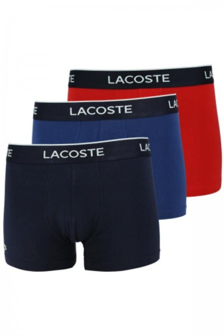Tripack boxers coton stretch Lacoste W64 MARINE/ROUGE-METHYLENE 5H3389