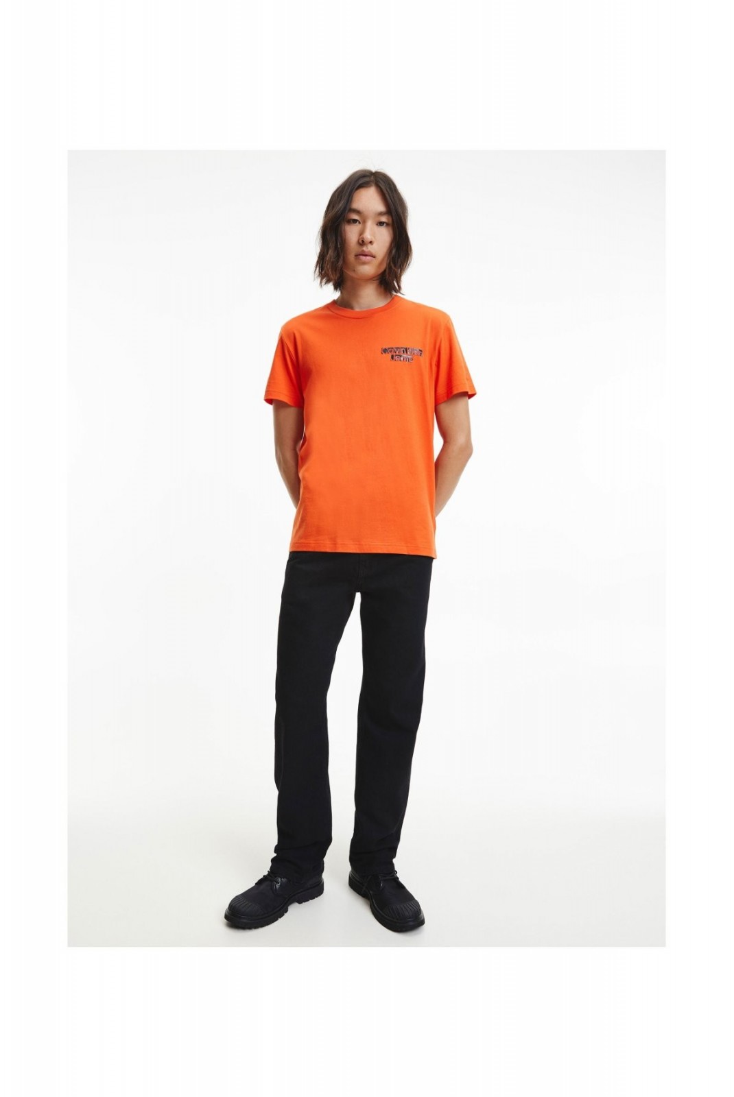 T Shirt coton logo Calvin klein S04 Coral Orange J30J321772