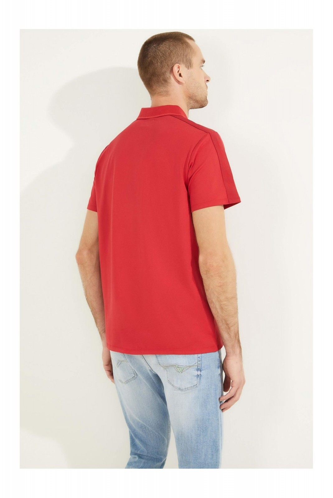 Polo à bandes logo Guess jeans G532 CHILI RED M2YP25 KARS0