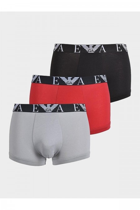 Tripack de boxers coton stretch Emporio armani 41074 ROSSO/PIETRA/NERO 111357 3F715
