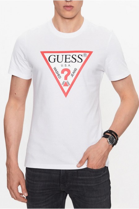 TShirt slim fit logo iconique Guess jeans G011 Pure White M2YI71 I3Z14