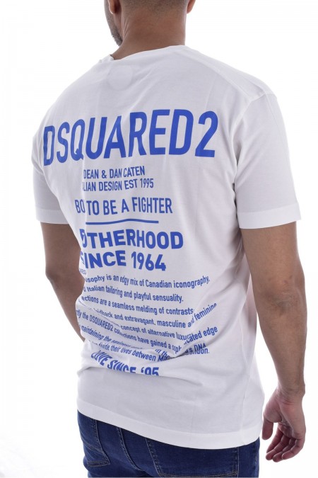 Tshirt coton dos printé Dsquared2 100 WHITE S74GD0747