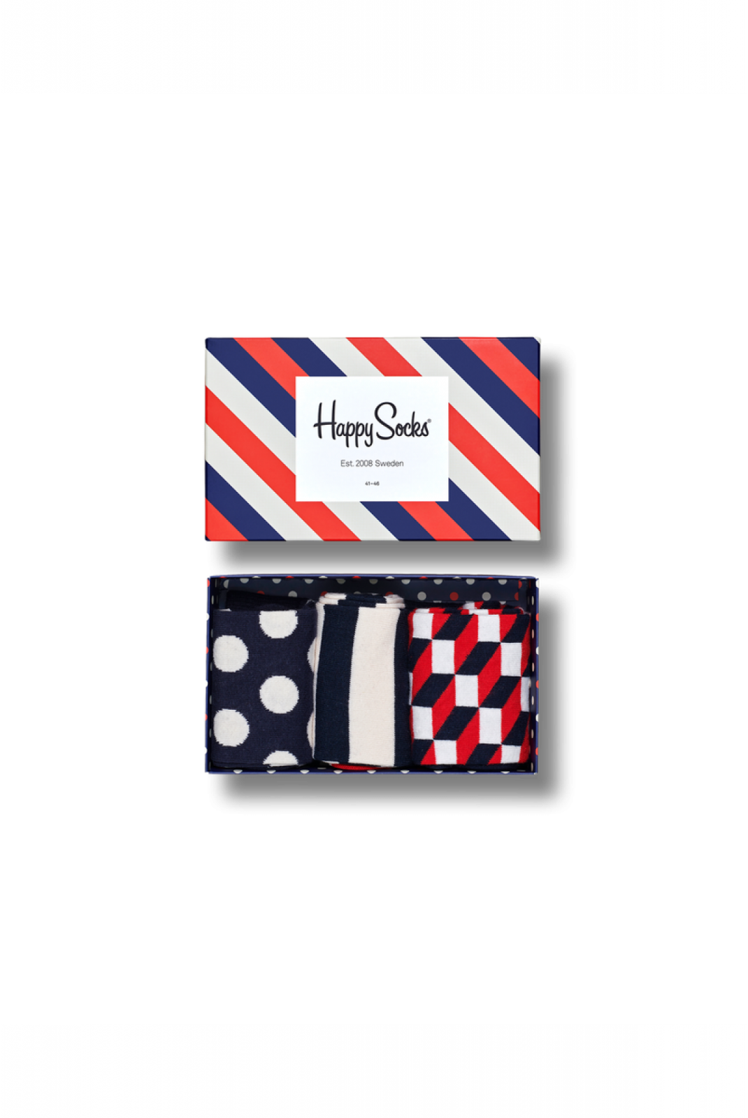 Coffret 3 paires chaussettes motifs Happy Socks Classic Navy XSTR08-6000