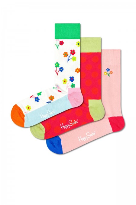 Coffret 3 paires chaussettes motifs Happy Socks Flower XFLO08-3300