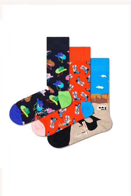 Coffret 3 paires chaussettes motifs Happy Socks Welcome To.. XWET08-0200