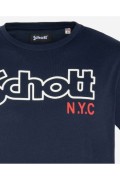 TShirt coton logo printé Vintage Schott NAVY TSCREWVINT