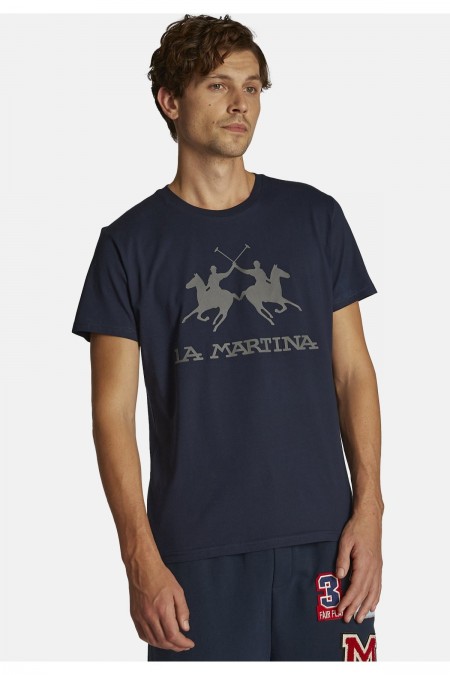 T-shirt logo La martina 07017 NAVY CCMR05-JS206