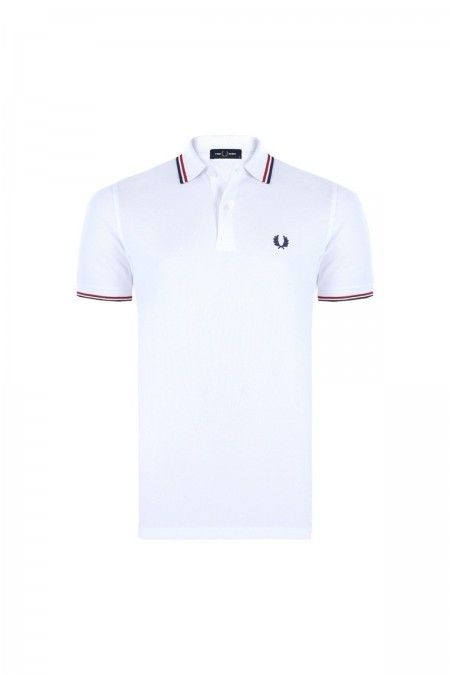 Polo Classique coton piqué Fred perry 748 White/bright red/navy M1200