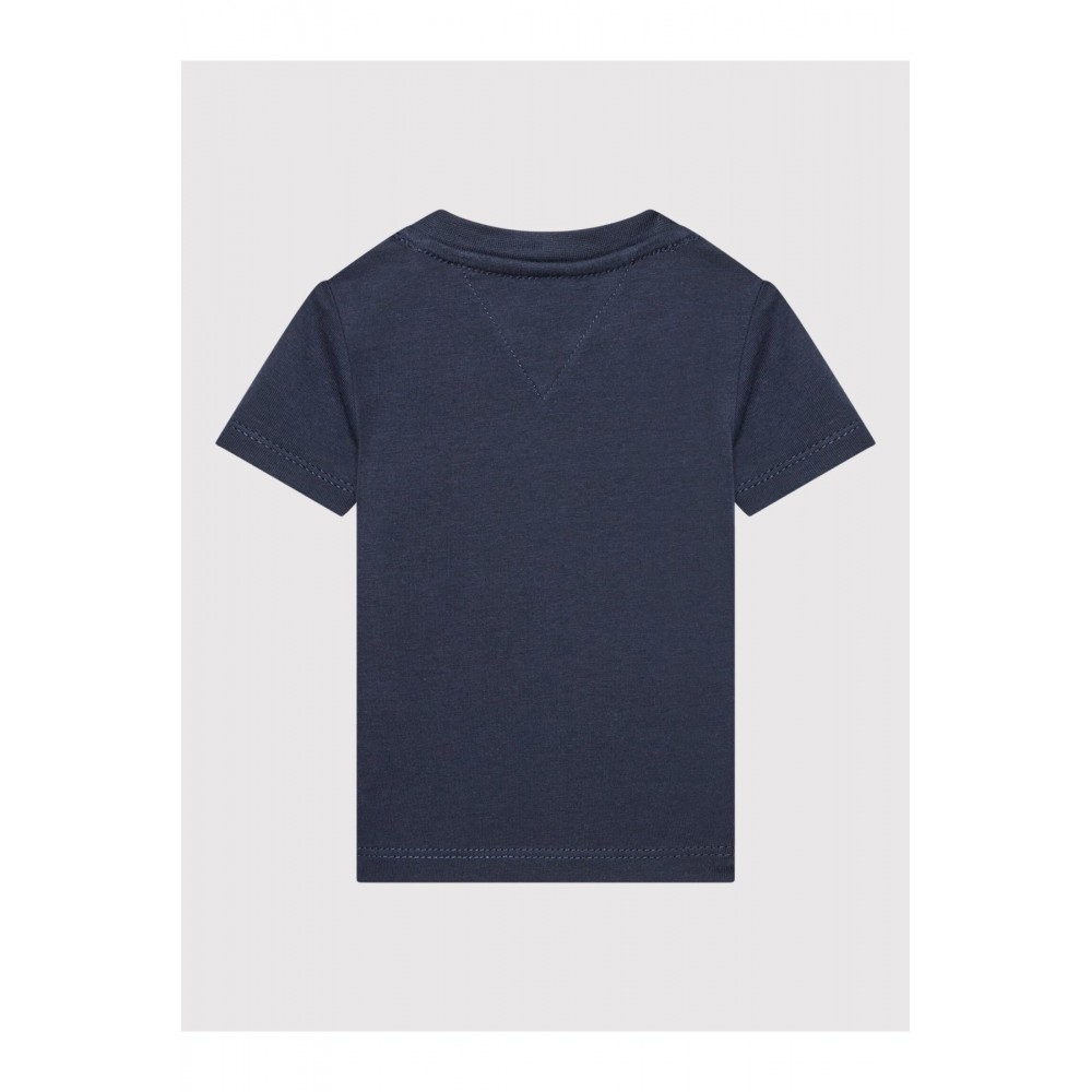 TShirt coton stretch ouverture col Tommy Hilfiger C87 Twilight Navy KN0KN01487