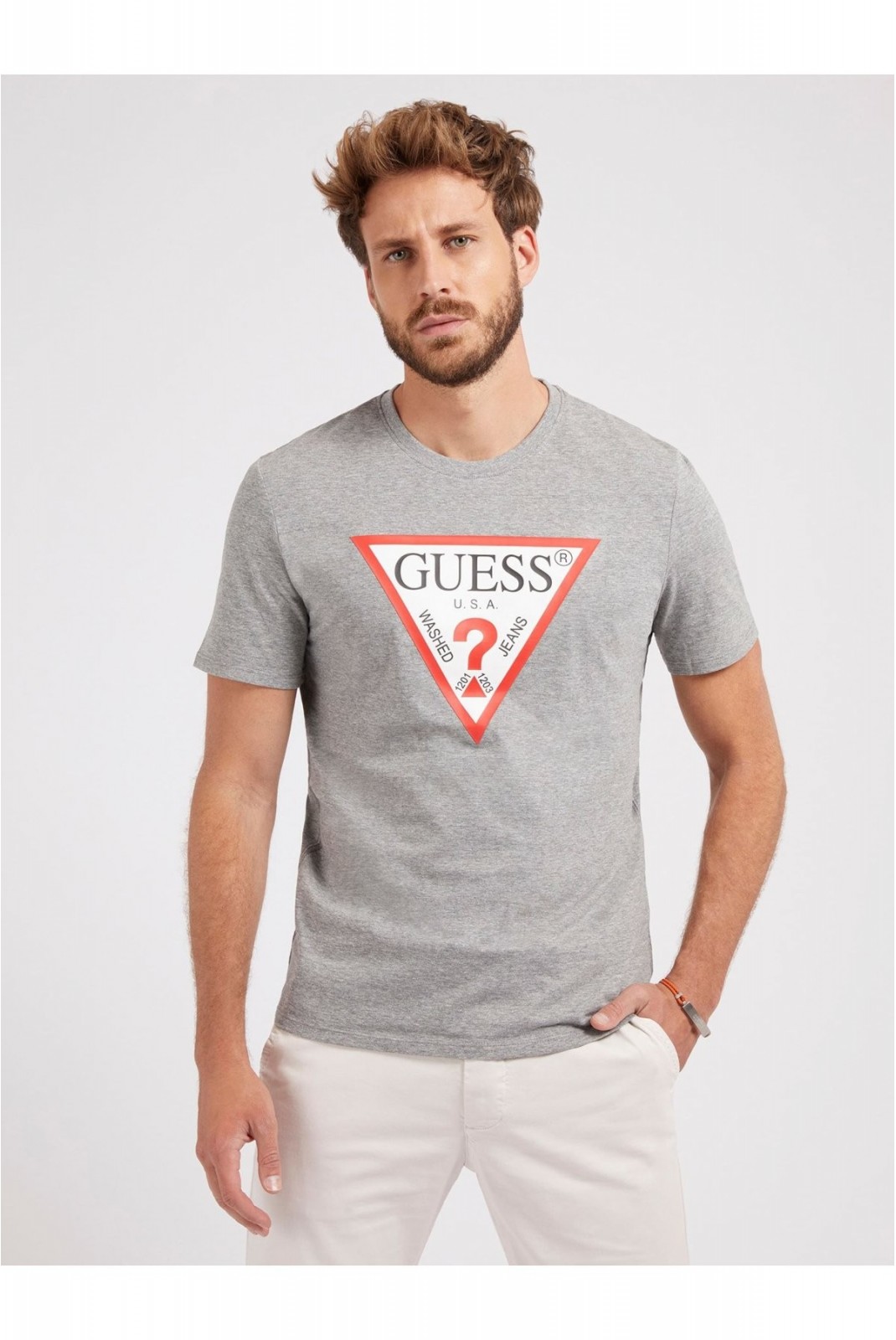 TShirt slim fit logo iconique Guess jeans MRH Marble Heather M2YI71 I3Z14