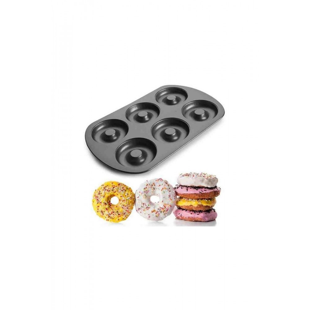 Moule à Donuts Antiadhérent Métal - 6 Empreintes MULTI-MARQUES Gris 599639