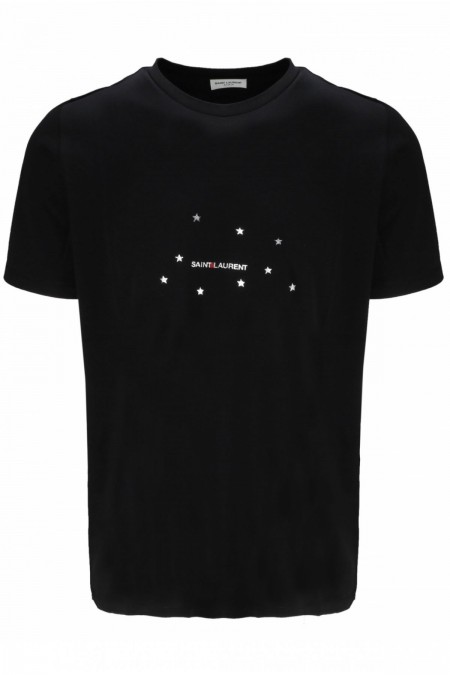 Tee shirt coton à petit logo étoilé Yves Saint Laurent 1081 NOIR BMK577087