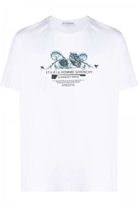 TShirt 100% coton printé Givenchy 100 WHITE BM70Y33002